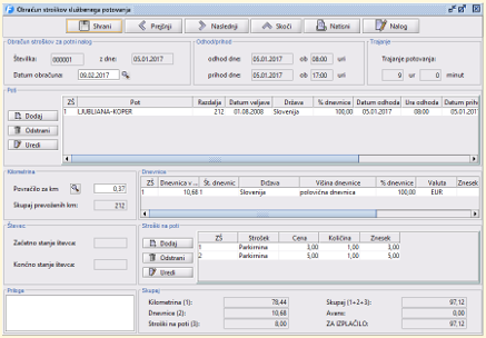 Potni nalog - obračun potnih stroškov.